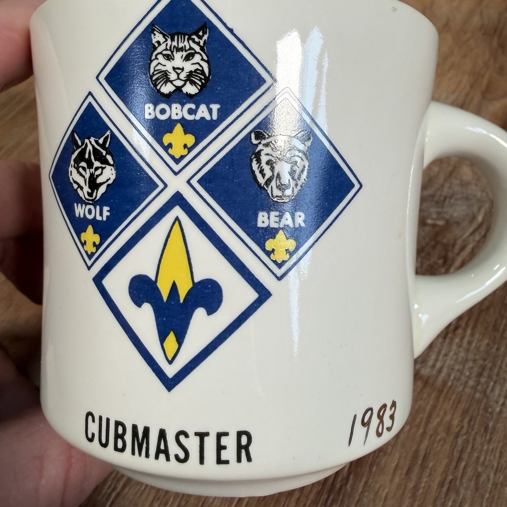 Vintage Cubmaster Cub Scouts 1983 Ceramic Coffee Cup Mug Made In USA